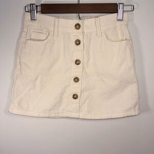 Jordache Kid Girls Button-Front Cream Corduroy adjustable Mini Skirt Size M(7-8)